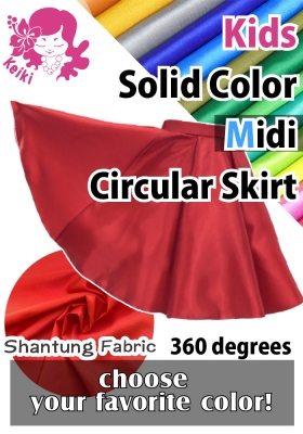 Kids Custom Midi Shantung Circular Skirt (360 degrees)/ JCp68-solid
