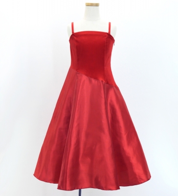 Kids Custom Long Dress with Velvet & Shantung / JCp85-mix