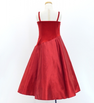 Kids Custom Long Dress with Velvet & Shantung / JCp85-mix