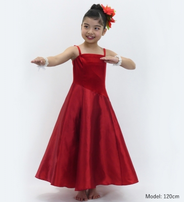 Kids Custom Long Dress with Velvet & Shantung / JCp85-mix