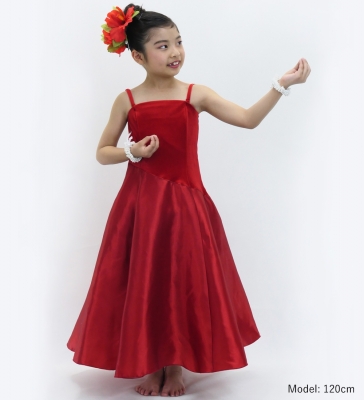 Kids Custom Long Dress with Velvet & Shantung / JCp85-mix