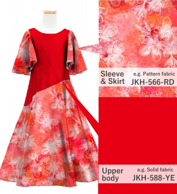 Kids Custom Half Sleeve Long Dress with Koshibo & Shantung / JCp86-mix