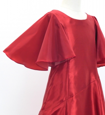 Kids Custom Half Sleeve Long Dress with Koshibo & Shantung / JCp86-mix