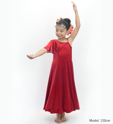 Kids Custom One Shoulder Flare sleeve Long Dress / JCp95-pattern
