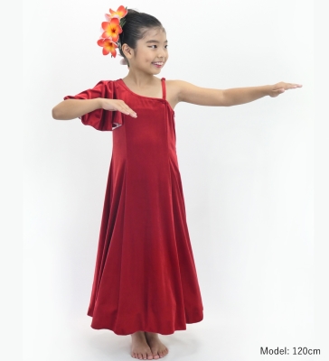 Kids Custom One Shoulder Flare sleeve Long Dress / JCp95-pattern