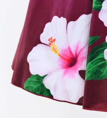 Hula Kids Long Hibiscus Dress with Velvet / Luxury Collection / Light Pink & Wine / Jp123lpiwi