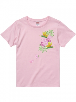 Hula Print T-shirt / Bird of Paradise & Plumeria / Pink / JT1516p
