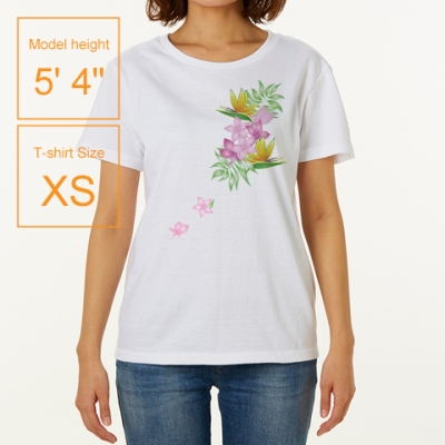 Hula Print T-shirt / Bird of Paradise & Plumeria / Black / JT1516b