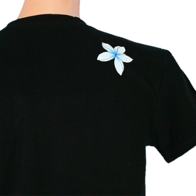 Hula Print T-shirt / Hibiscus & Plumeria / Black / JT789b