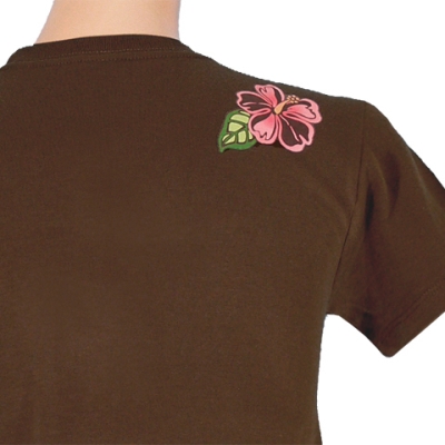 Hula Print T-shirt / Hibiscus & Tiare / Brown / JT790br