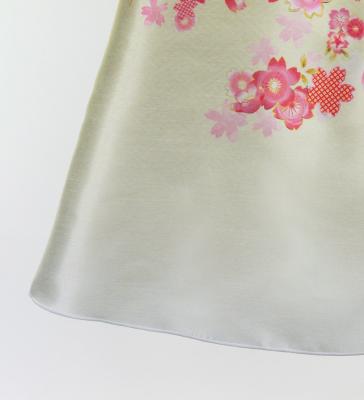 Japan Fabric Long Dress with Cherry Blossom Print / Shantung / Cream Yellow / JW001crye