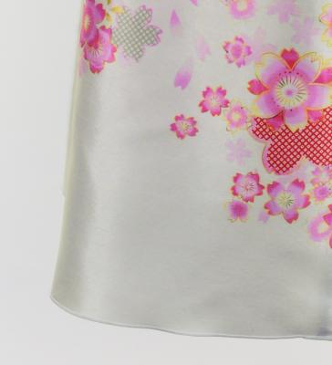 Japan Fabric Long Dress with Cherry Blossom Print / Shantung / Black / JW001bk