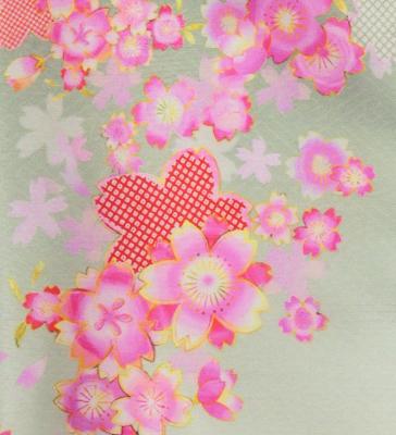 Japan Fabric Long Dress with Cherry Blossom Print / Shantung / Black / JW001bk