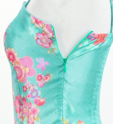 Japan Fabric Long Dress with Cherry Blossom Print / Shantung / Light Blue / JW001lbl