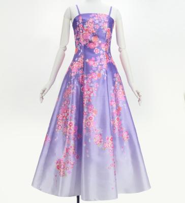 Japan Fabric Long Dress with Cherry Blossom Print / Shantung / Light Purple / JW001lpu