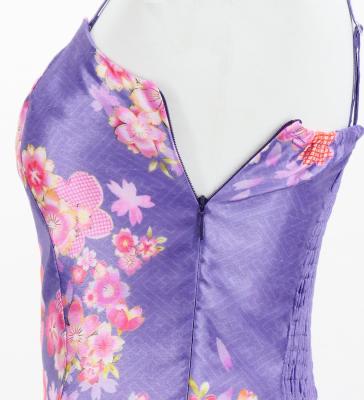 Japan Fabric Long Dress with Cherry Blossom Print / Shantung / Light Purple / JW001lpu