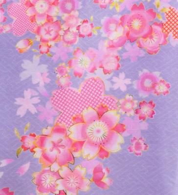 Japan Fabric Long Dress with Cherry Blossom Print / Shantung / Light Purple / JW001lpu
