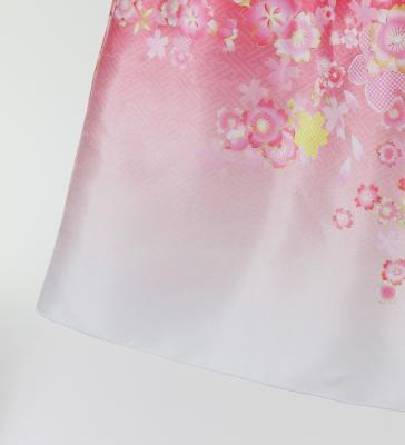 Japan Fabric Long Dress with Cherry Blossom Print / Shantung / Red / JW001rd
