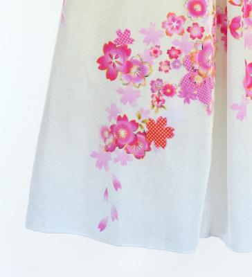 Japan Fabric Long Dress with Cherry Blossom Print / Velvet / Cream Yellow / JW002crye