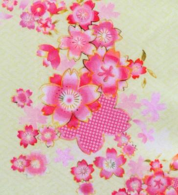 Japan Fabric Long Dress with Cherry Blossom Print / Velvet / Cream Yellow / JW002crye