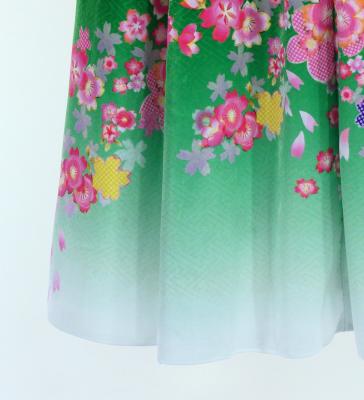 Japan Fabric Long Dress with Cherry Blossom Print / Velvet / Green / JW002gr