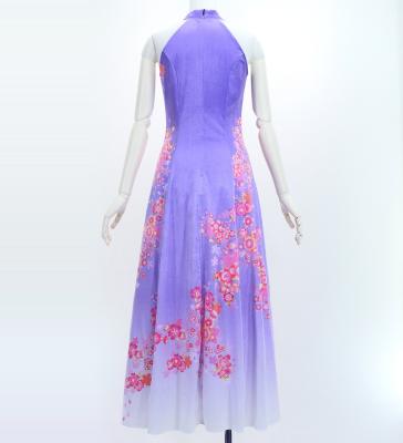 Japan Fabric Long Dress with Cherry Blossom Print / Velvet / Light Purple / JW002lpu
