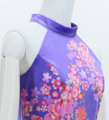 Japan Fabric Long Dress with Cherry Blossom Print / Velvet / Light Purple / JW002lpu