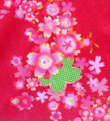 Japan Fabric Long Dress with Cherry Blossom Print / Velvet / Red / JW002rd