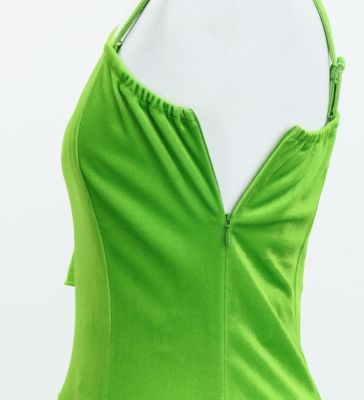 Japan Fabric One Shoulder Frill Sleeve Long Dress / Light Green / JW004lgr
