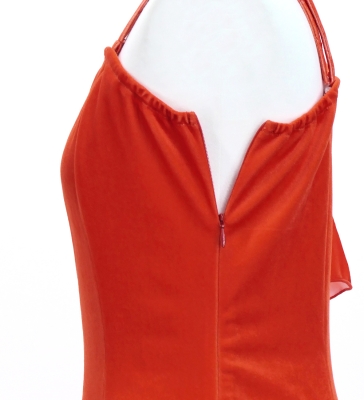 Japan Fabric One Shoulder Frill Sleeve Long Dress / Red / JW004rd
