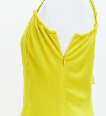 Japan Fabric One Shoulder Frill Sleeve Long Dress / Yellow / JW004ye