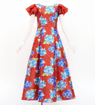 Japan Fabric Long Dress with Peony Print / Red / JW008rd