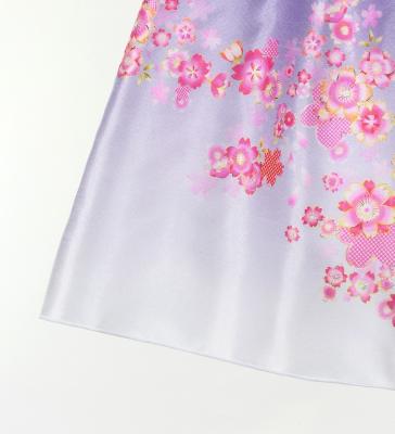 Kids Japan Fabric Long Dress with Cherry Blossom Print / Shantung / Light Purple / JWp001lpu