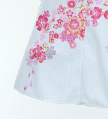 Kids Japan Fabric Long Dress with Cherry Blossom Print / Velvet / Black / JWp002bk