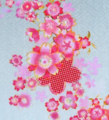 Kids Japan Fabric Long Dress with Cherry Blossom Print / Velvet / Black / JWp002bk