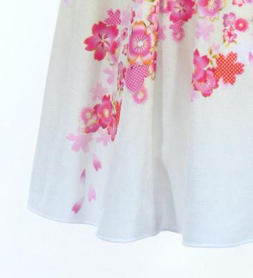 Kids Japan Fabric Long Dress with Cherry Blossom Print / Velvet / Cream Yellow / JWp002crye