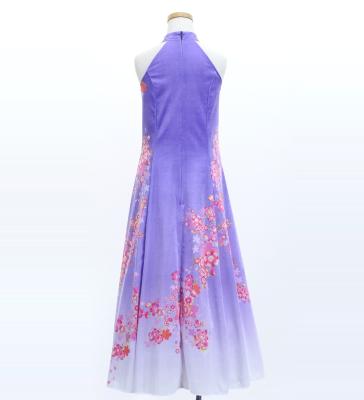 Kids Japan Fabric Long Dress with Cherry Blossom Print / Velvet / Light Purple / JWp002lpu