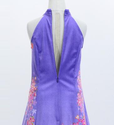 Kids Japan Fabric Long Dress with Cherry Blossom Print / Velvet / Light Purple / JWp002lpu