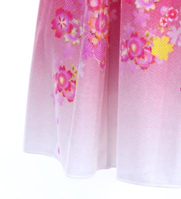 Kids Japan Fabric Long Dress with Cherry Blossom Print / Velvet / Red / JWp002rd