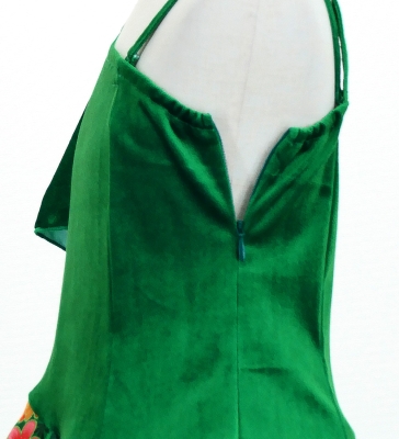 Kids Japan Fabric One Shoulder Frill Sleeve Long Dress / Green / JWp004gr
