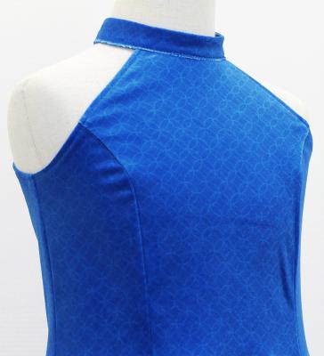 Kids Japan Fabric American Armhole Long Dress with Chrysanthemum Print / Blue / JWp006bl