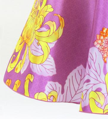 Kids Japan Fabric American Armhole Long Dress with Chrysanthemum Print / Pink / JWp006pi