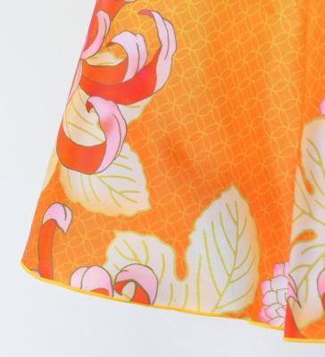 Kids Japan Fabric American Armhole Long Dress with Chrysanthemum Print / Yellow / JWp006ye