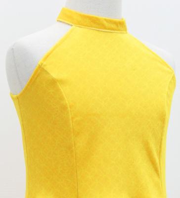 Kids Japan Fabric American Armhole Long Dress with Chrysanthemum Print / Yellow / JWp006ye