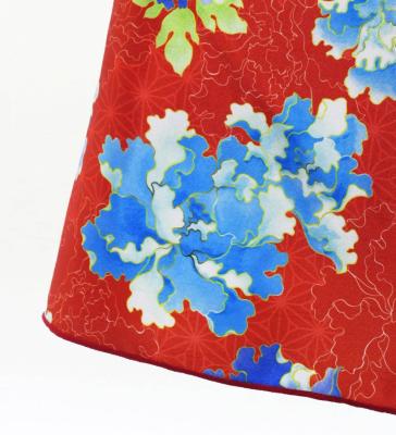 Kids Japan Fabric Long Dress with Peony Print / Red / JWp008rd