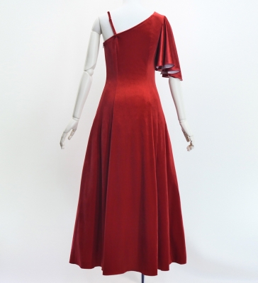 Custom One Shoulder Flare sleeve Dress / JC90-solid