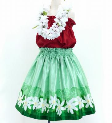 Hula Kids Shantung Pa'u Skirt with Tiare & Kahiko Print / Luxury Collection / Jp100gr