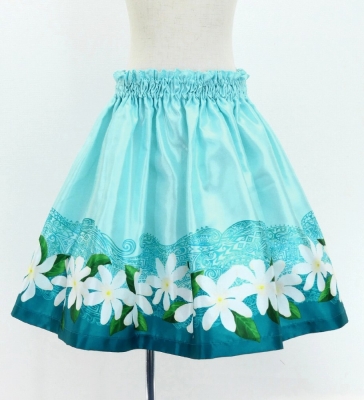 Hula Kids Shantung Pa'u Skirt with Tiare & Kahiko Print / Luxury Collection / Jp100lbl