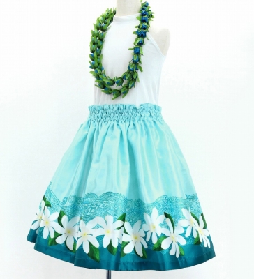 Hula Kids Shantung Pa'u Skirt with Tiare & Kahiko Print / Luxury Collection / Jp100lbl
