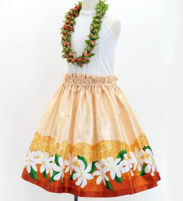 Hula Kids Shantung Pa'u Skirt with Tiare & Kahiko Print / Luxury Collection / Jp100or